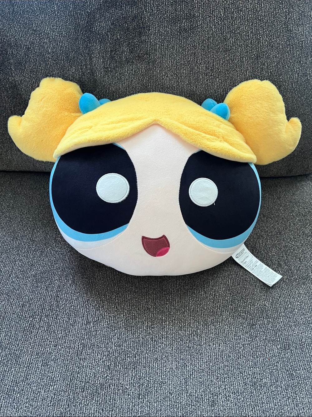 Plush Cartoon Character Pillow - Yellow & Blue Soft Stuffed Toy